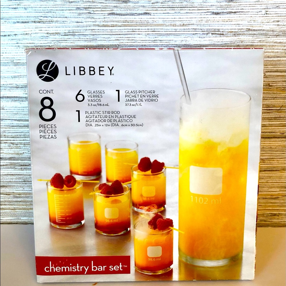 NEW! 8-Piece Libbey Chemistry Bar Cocktail Mixologist Set